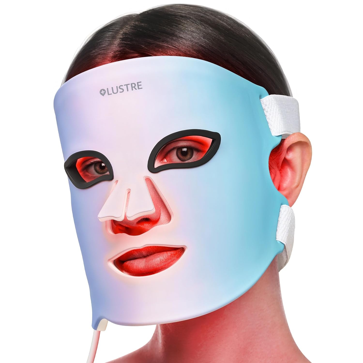 LED Face Mask Light Therapy – 2-In-1 Red Light Mask & Blue Light Mask for Acne & Anti-Aging Skincare – Dermatologist-Approved Silicone Blue & Red Light Therapy Mask for Face Treatment by LUSTRE